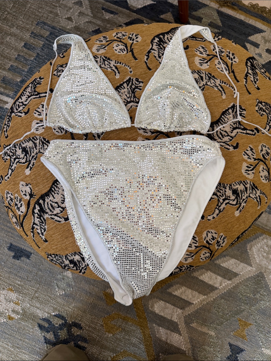 Oseree Sparkle Silver Disco Bikini Set - Women Swim — image 2 of 3
